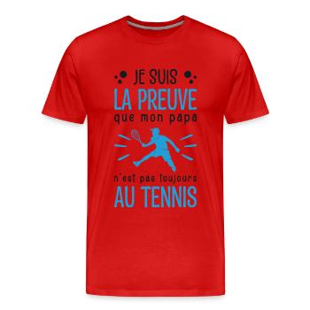 Proof that my dad tennis, Tennis humor - Men's Premium Organic T-Shirt - red - Front - Damien (186cm)