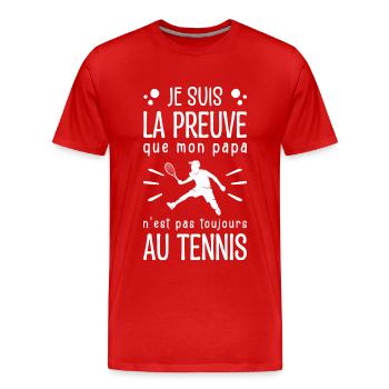 Proof that my dad tennis, Tennis humor - Men's Premium Organic T-Shirt - red - Front - Damien (186cm)