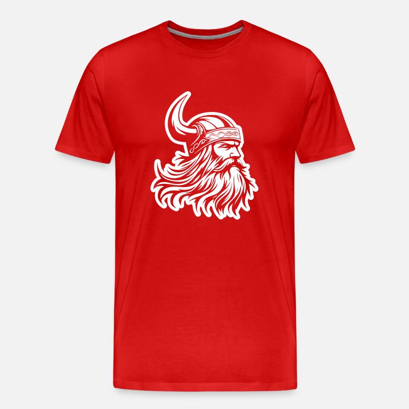 Wikinger Kopf - Männer Premium Bio T-Shirt - Rot