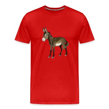 Esel - Männer Premium Bio T-Shirt - Rot - Vorne - Damien (186cm)