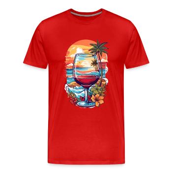 Strand Weinglas - Männer Premium Bio T-Shirt - Rot - Vorne - Damien (186cm)