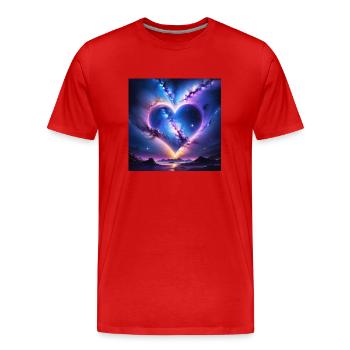 coeur boréale - T-shirt bio Premium Homme - rouge - Devant - Damien (186cm)