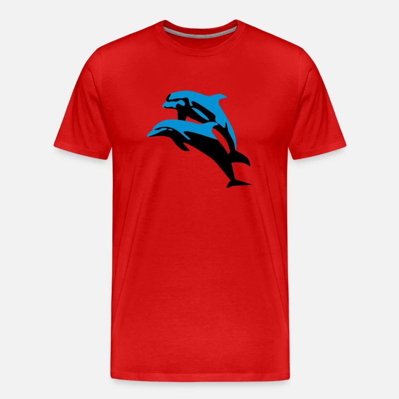Delfin, Delfine - Dolphin - Männer Premium Bio T-Shirt - Rot
