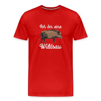 Ich bin eine Wildsau - Wildschwein - Männer Premium Bio T-Shirt - Rot - Vorne - Damien (186cm)