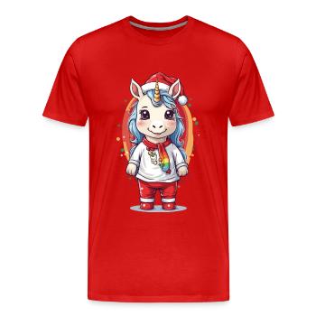 Magisches Weihnachtseinhorn Winter Einhorn Design - Männer Premium Bio T-Shirt - Rot - Vorne - Damien (186cm)