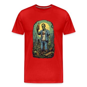 Drôle Halloween Zombie Bière Retro Party Design - T-shirt bio Premium Homme - rouge - Devant - Damien (186cm)