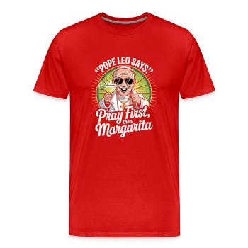 Le pape et Marguerite - T-shirt bio Premium Homme - rouge - Devant - Damien (186cm)