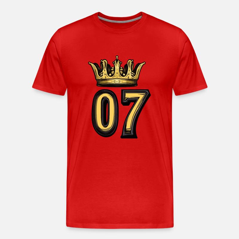 7 Zahl Krone - Männer Premium Bio T-Shirt - Rot