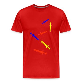 Icône d’épée - T-shirt bio Premium Homme - rouge - Devant - Damien (186cm)