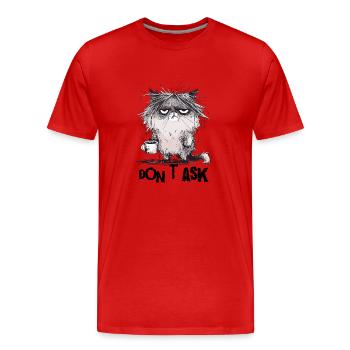 Mürrische Katze - Männer Premium Bio T-Shirt - Rot - Vorne - Damien (186cm)