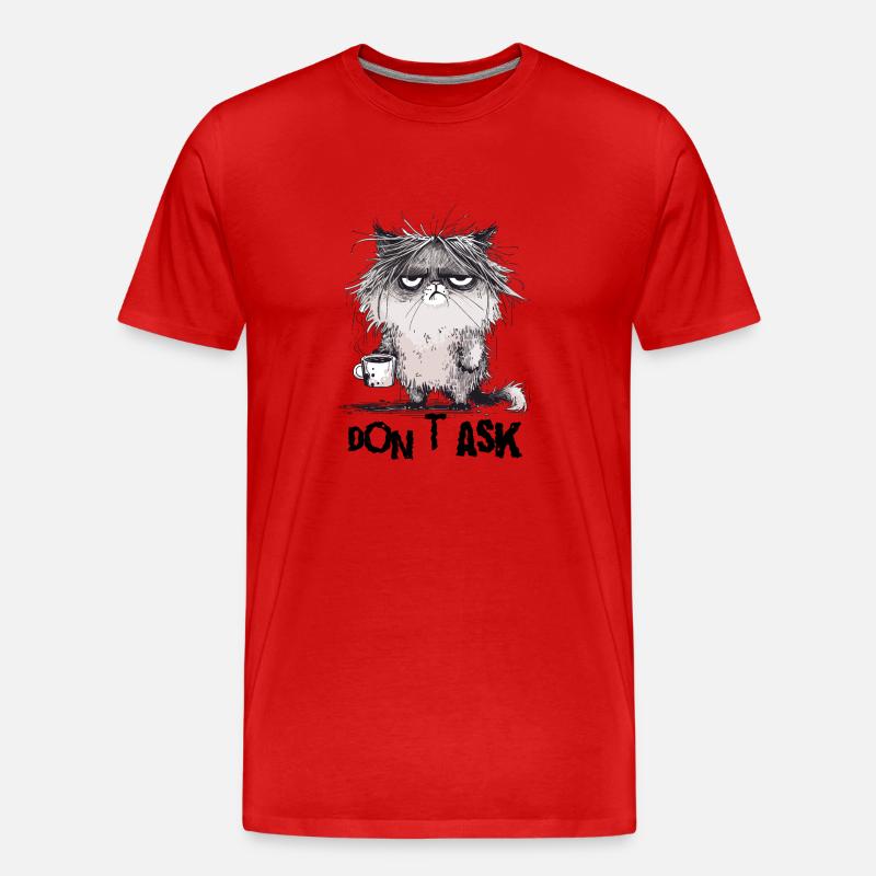 Mürrische Katze - Männer Premium Bio T-Shirt - Rot