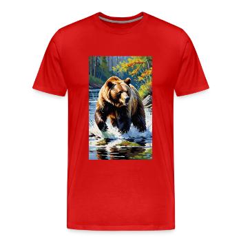 Bear | Brown Bear | Grizzly Bear | Animals - Men's Premium Organic T-Shirt - red - Front - Damien (186cm)
