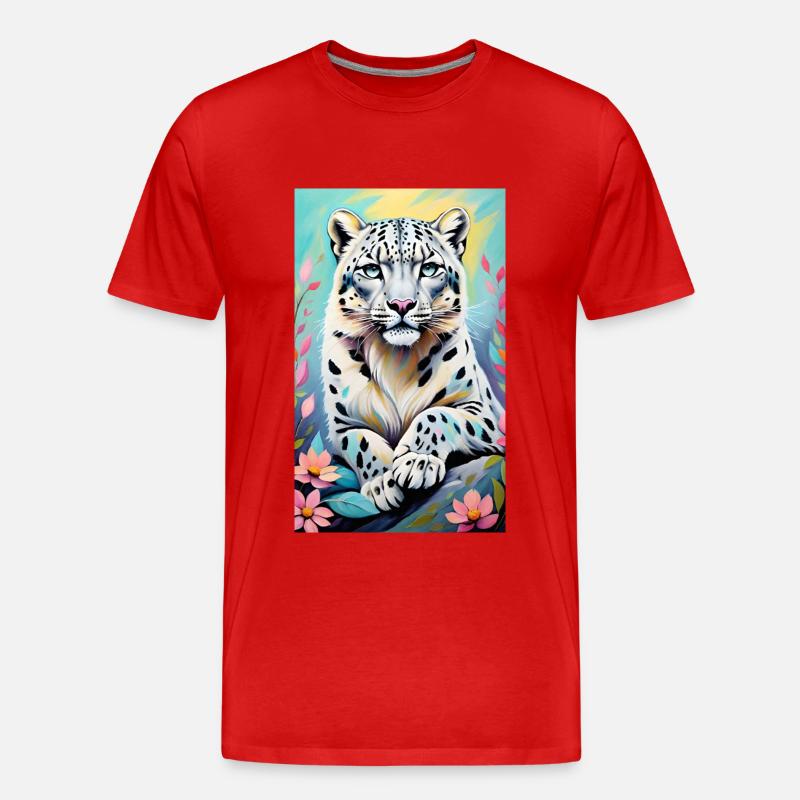 Schneeleopard | Leopard | Raubtier - Männer Premium Bio T-Shirt - Rot