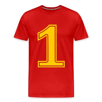 #1 - Männer Premium Bio T-Shirt - Rot - Vorne - Damien (186cm)