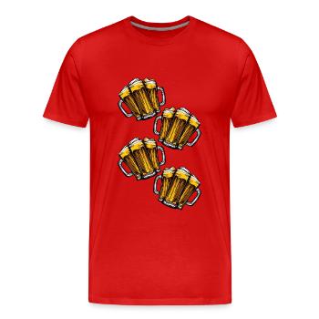 Beer Team Beer Glasses - Men's Premium Organic T-Shirt - red - Front - Damien (186cm)