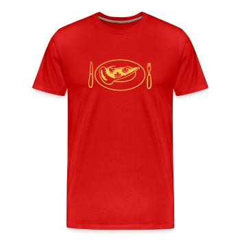 cutlery, fork, fork, restaurant, cool, design, fun - Men's Premium Organic T-Shirt - red - Front - Damien (186cm)