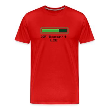 L’XP ne ment pas - L’expérience ne ment pas - T-shirt bio Premium Homme - rouge - Devant - Damien (186cm)