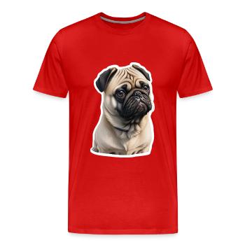 Mops - Männer Premium Bio T-Shirt - Rot - Vorne - Damien (186cm)