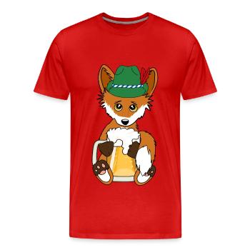 Festival folklorique bavarois Bière Renard Bavière Chapeau Octobre - T-shirt bio Premium Homme - rouge - Devant - Damien (186cm)