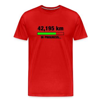 Marathon en cours - T-shirt bio Premium Homme - rouge - Devant - Damien (186cm)