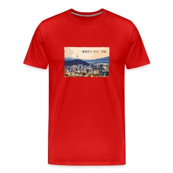 Séoul au coucher du soleil - T-shirt bio Premium Homme - rouge - Devant - Damien (186cm)