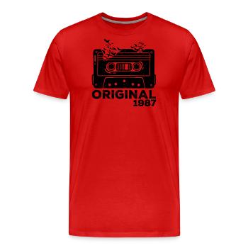 Year of birth 1987 Cassette 1987 Birthday 1987 - Men's Premium Organic T-Shirt - red - Front - Damien (186cm)