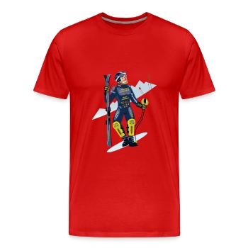 Ski Racer - T-shirt bio Premium Homme - rouge - Devant - Damien (186cm)