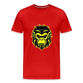 Icône de portrait de tête de singe - T-shirt bio Premium Homme - rouge - Devant - Damien (186cm)