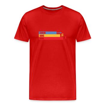 Triathlon Schwimmen Radfahren Laufen Sport - Männer Premium Bio T-Shirt - Rot - Vorne - Damien (186cm)
