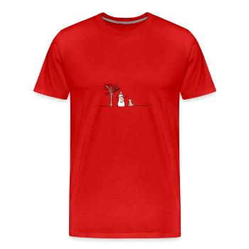Snow Snowman Dog Stick Throwing Sticks - Men's Premium Organic T-Shirt - red - Front - Damien (186cm)