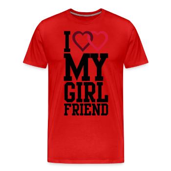 I love my Girlfriend - Men's Premium Organic T-Shirt - red - Front - Damien (186cm)