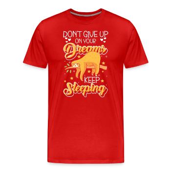 Faultier Gemütlich Hänger - Männer Premium Bio T-Shirt - Rot - Vorne - Damien (186cm)
