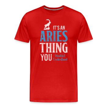 Horoscope Astrologie Superstition Fierté - T-shirt bio Premium Homme - rouge - Devant - Damien (186cm)