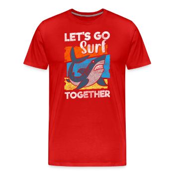 Hai Flosse Angler König - Männer Premium Bio T-Shirt - Rot - Vorne - Damien (186cm)