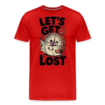 Se perdre et découvrir - perdons-nous - T-shirt bio Premium Homme - rouge - Devant - Damien (186cm)
