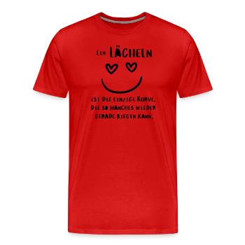 Ein Lächeln ist die einzige Kurve Spruch - Männer Premium Bio T-Shirt - Rot - Vorne - Damien (186cm)