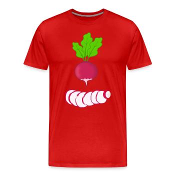 Rotes Radies mit Blättern Gemüse Radieschen - Männer Premium Bio T-Shirt - Rot - Vorne - Damien (186cm)