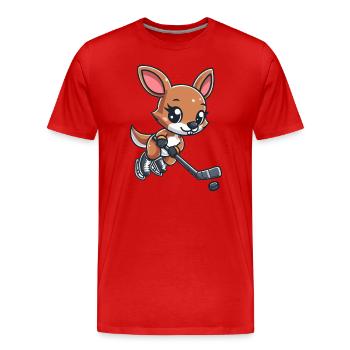 Kangourou et souris Hockey sur glace - Équipe insolite sur - T-shirt bio Premium Homme - rouge - Devant - Damien (186cm)