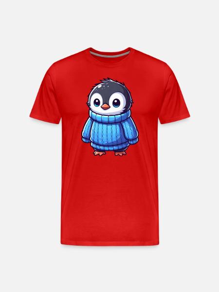 Cute Penguin Cartoon Clothes Humorous - Men's Premium Organic T-Shirt - red