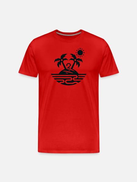 Island with 2 palm trees - Men's Premium Organic T-Shirt - red
