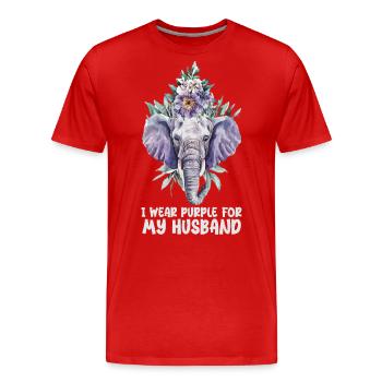 I Wear Purple For My Husband, Alzheimers Awareness - T-shirt bio Premium Homme - rouge - Devant - Damien (186cm)