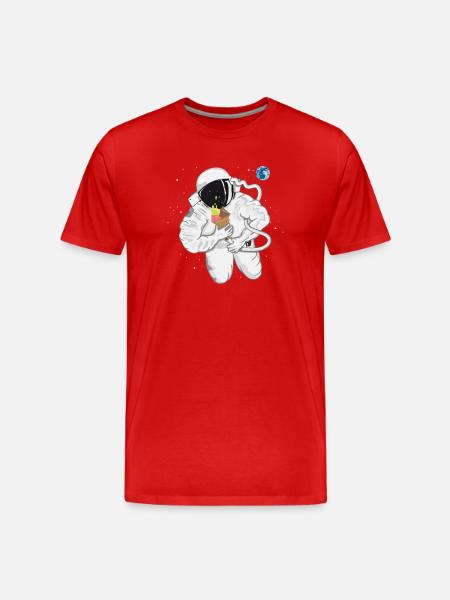 Astronaut with ice cream cone - Men's Premium Organic T-Shirt - red