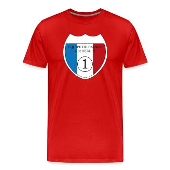Equipe de France des Beaufs - T-shirt bio Premium Homme - rouge - Devant - Damien (186cm)