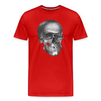 Winking Skull - Skull - Men's Premium Organic T-Shirt - red - Front - Damien (186cm)