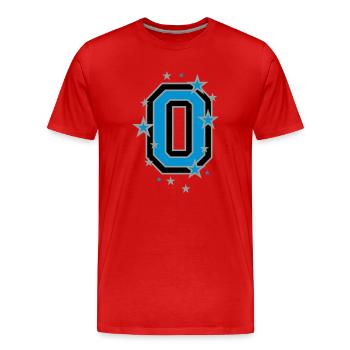 Le numéro zéro et les étoiles - T-shirt bio Premium Homme - rouge - Devant - Damien (186cm)