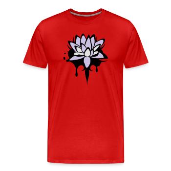 abstraktes Lotos Blüten Seerosen Graffiti - Männer Premium Bio T-Shirt - Rot - Vorne - Damien (186cm)