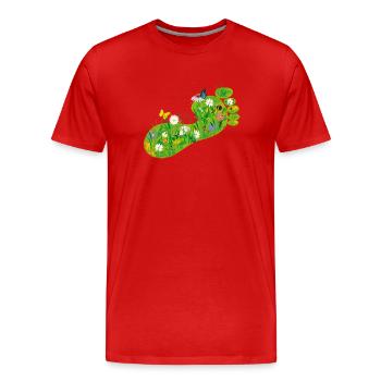 Ökologischer Fußabdruck - Männer Premium Bio T-Shirt - Rot - Vorne - Damien (186cm)