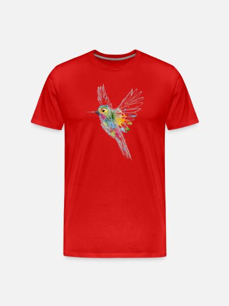 Un colibri Aquarelle Graffiti - T-shirt bio Premium Homme - rouge