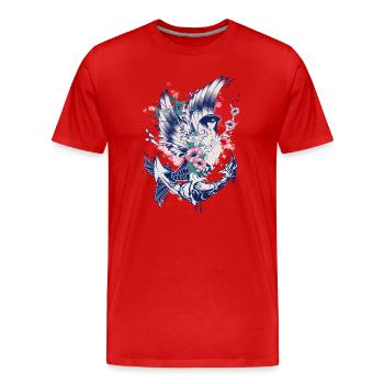 Un oiseau avec la nageoire d'un poisson - T-shirt bio Premium Homme - rouge - Devant - Damien (186cm)