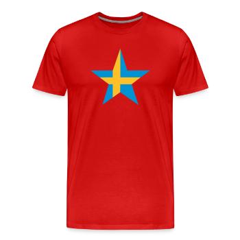 Schwedische Stern - Männer Premium Bio T-Shirt - Rot - Vorne - Damien (186cm)
